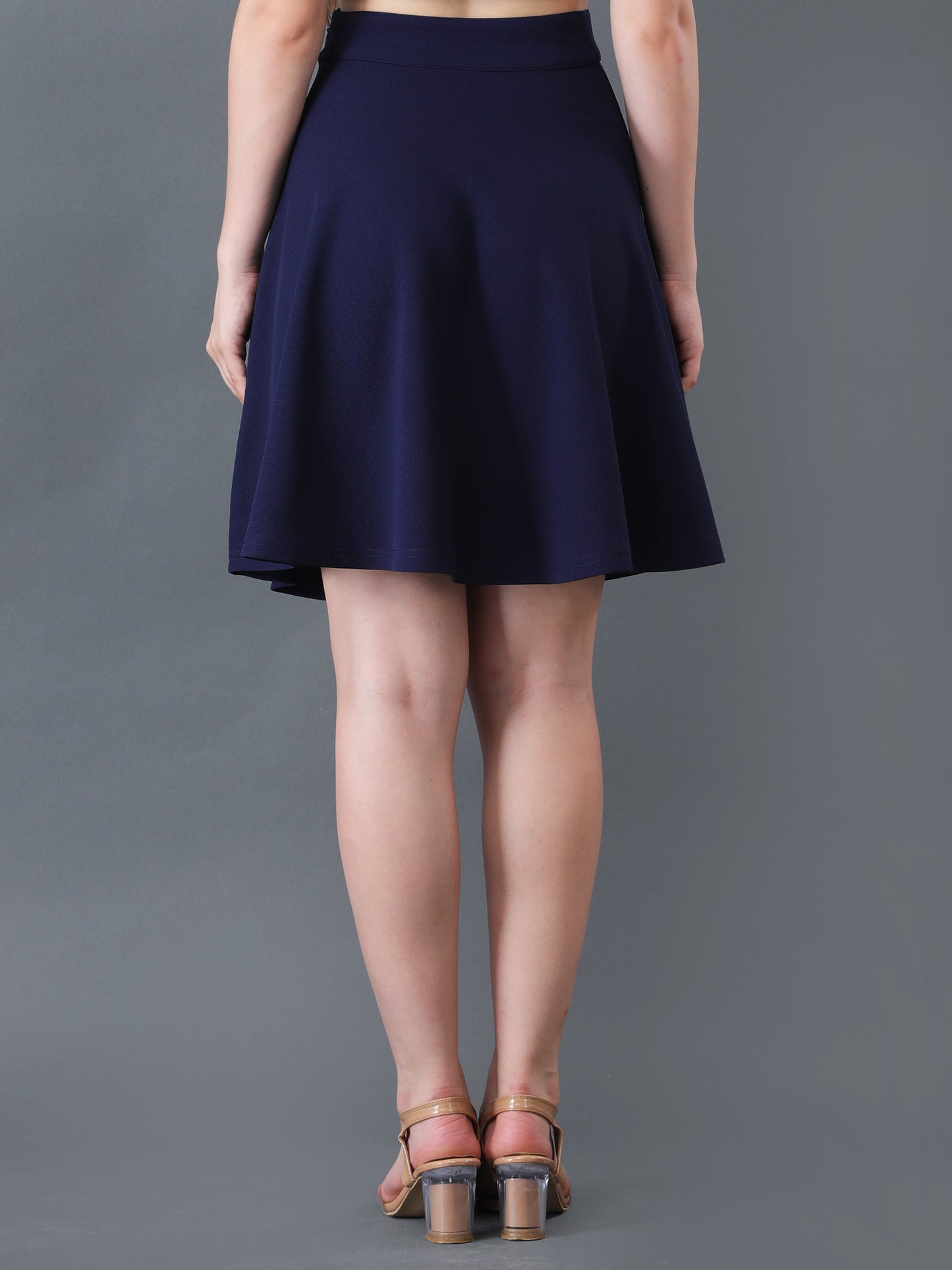 Women's Navy Blue A-Line Knee Length Skirt
