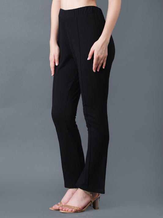 Women's Black Boot Cut High Waist Lower