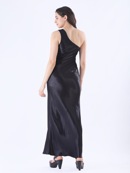 One Shoulder Satin Long Dress