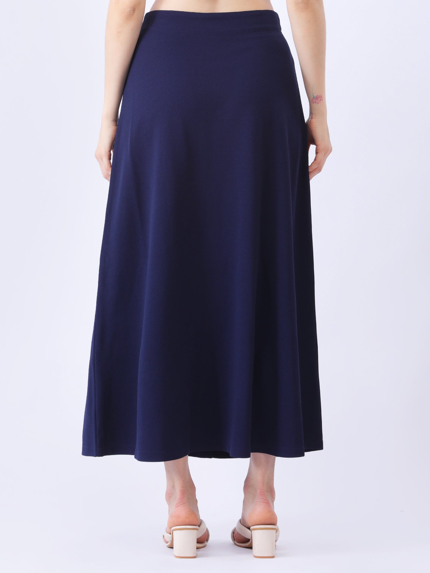 A-Line Navy Blue Skirt with Button Down Front