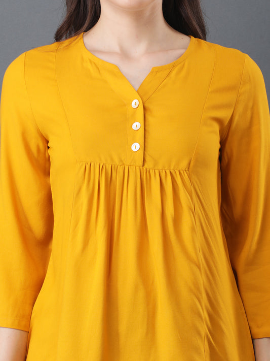Buttoned Flare Top – Mustard