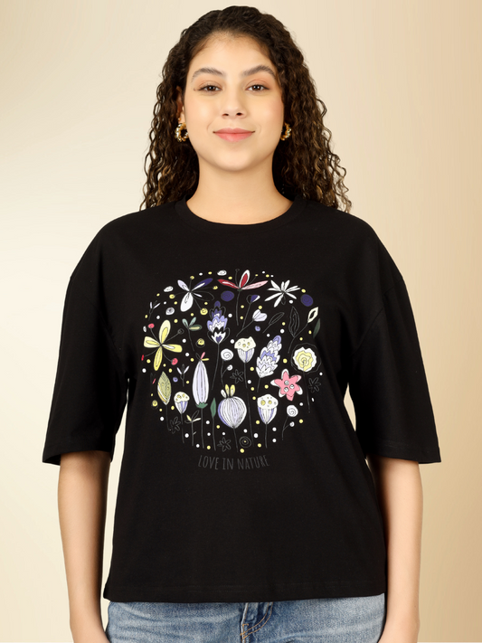 Cotton Graphic T-Shirt for Women – Casual Round Neck Tee