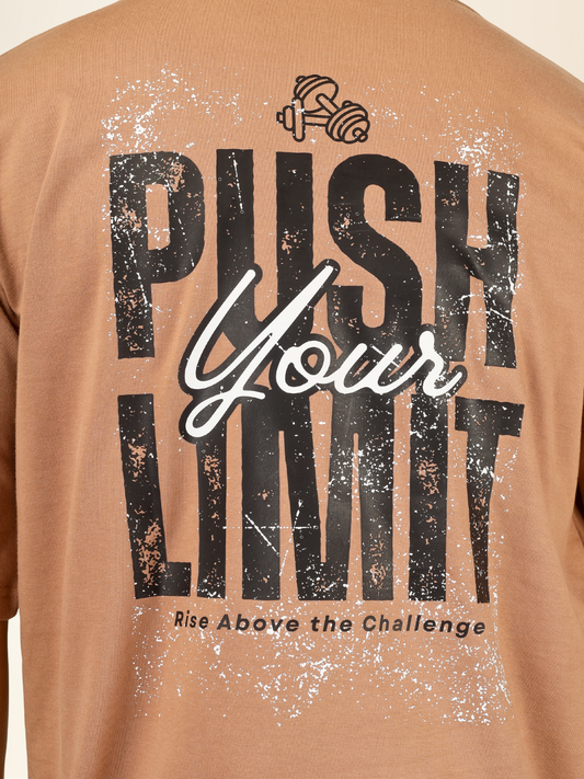 Men’s Oversized Graphic Cotton T-Shirt – Drop Shoulder Street Style Tee - Beige