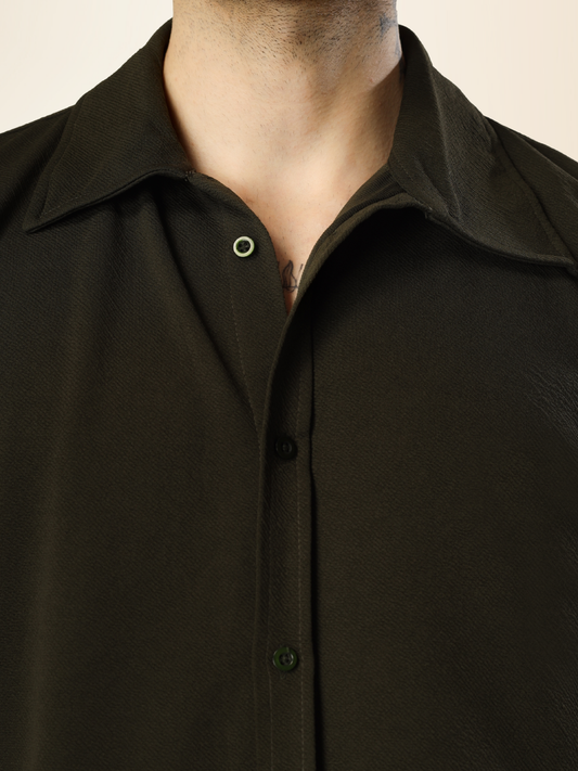 Men’s Olive Cargo Pants & Shirt Set – 12-Pocket Utility Design with Smart Casual Style