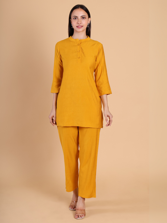 Mustard Yellow Vertican Kurta Set