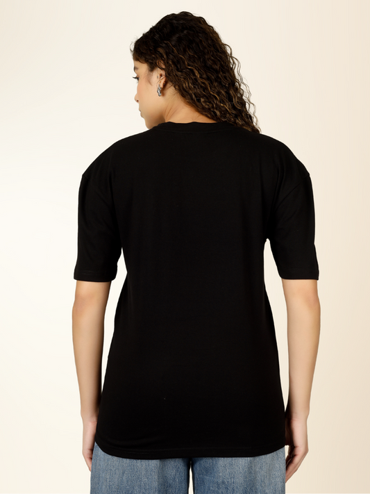 Floral Face Art Black T-shirt