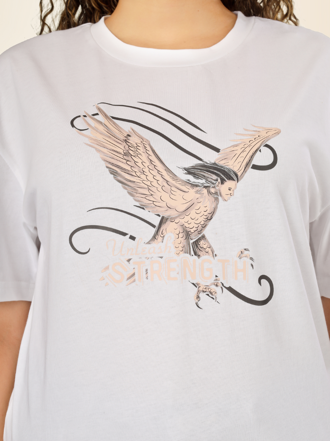 Bird Sketch Oversized White T-shirt