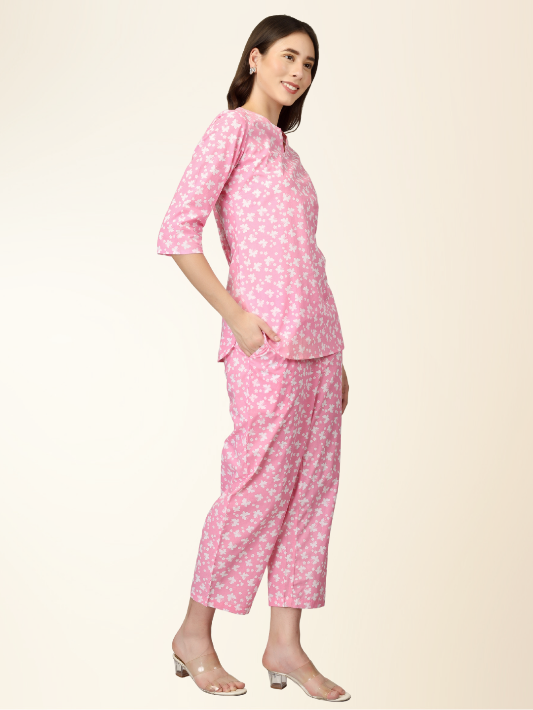 Blush Pink Nightwear Set – Elegant Co-ord with Relaxed Shirt & Pajama