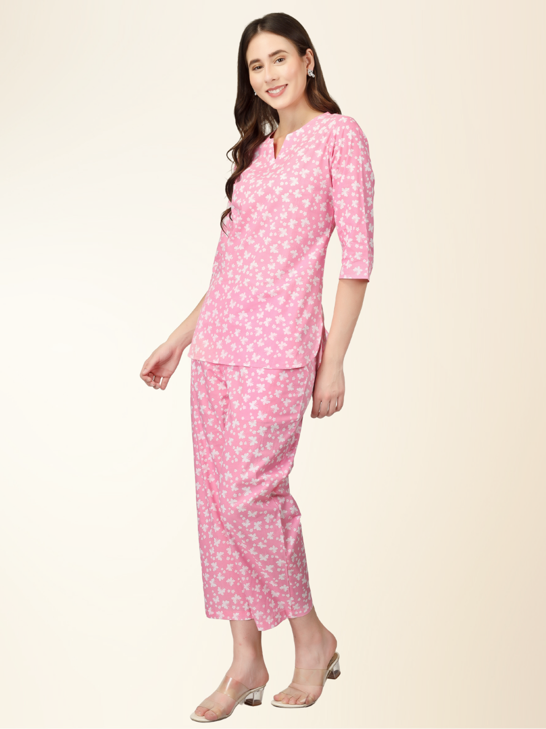 Blush Pink Nightwear Set – Elegant Co-ord with Relaxed Shirt & Pajama