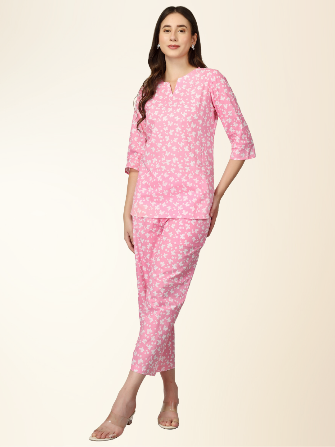 Blush Pink Nightwear Set – Elegant Co-ord with Relaxed Shirt & Pajama