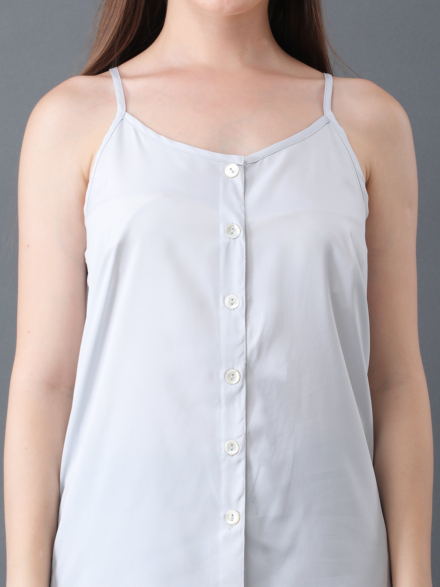 Women's White Sleeveless Button Down Camisole Top