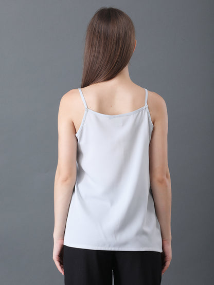 Women's White Sleeveless Button Down Camisole Top