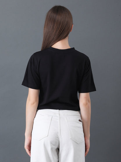 Women's Black Half Sleeve Crop Top