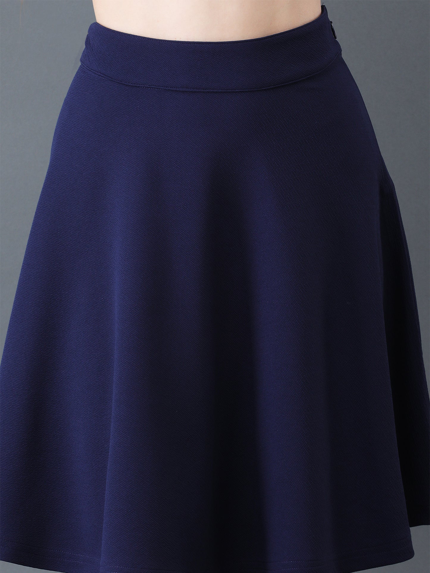 Women's Navy Blue A-Line Knee Length Skirt