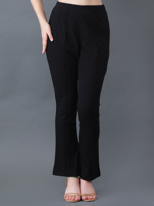 Women's Black Boot Cut High Waist Lower