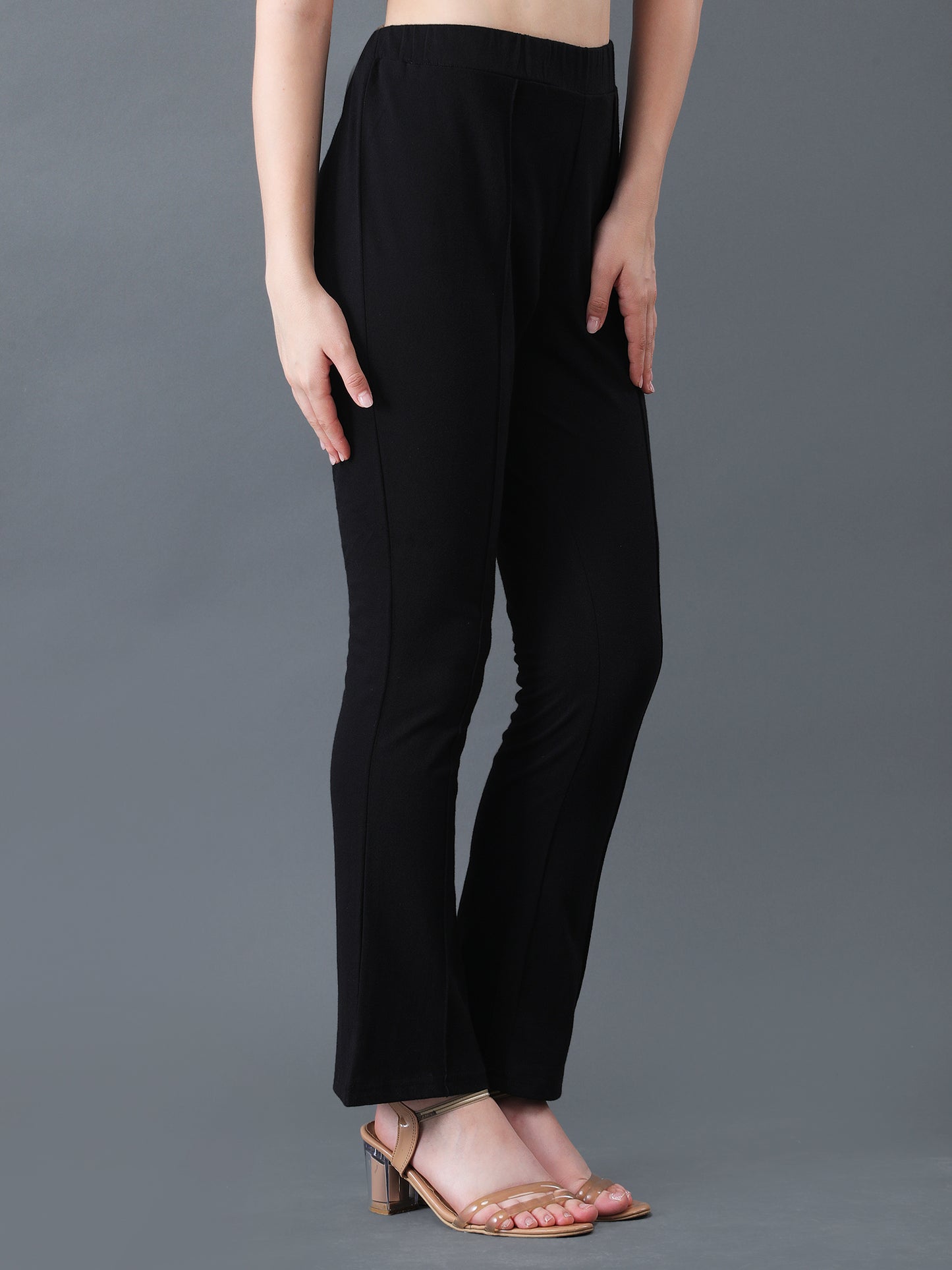 Women's Black Boot Cut High Waist Lower