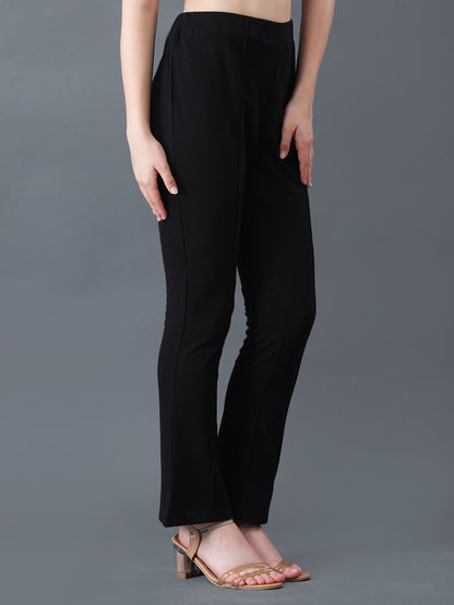 Women's Black Boot Cut High Waist Lower