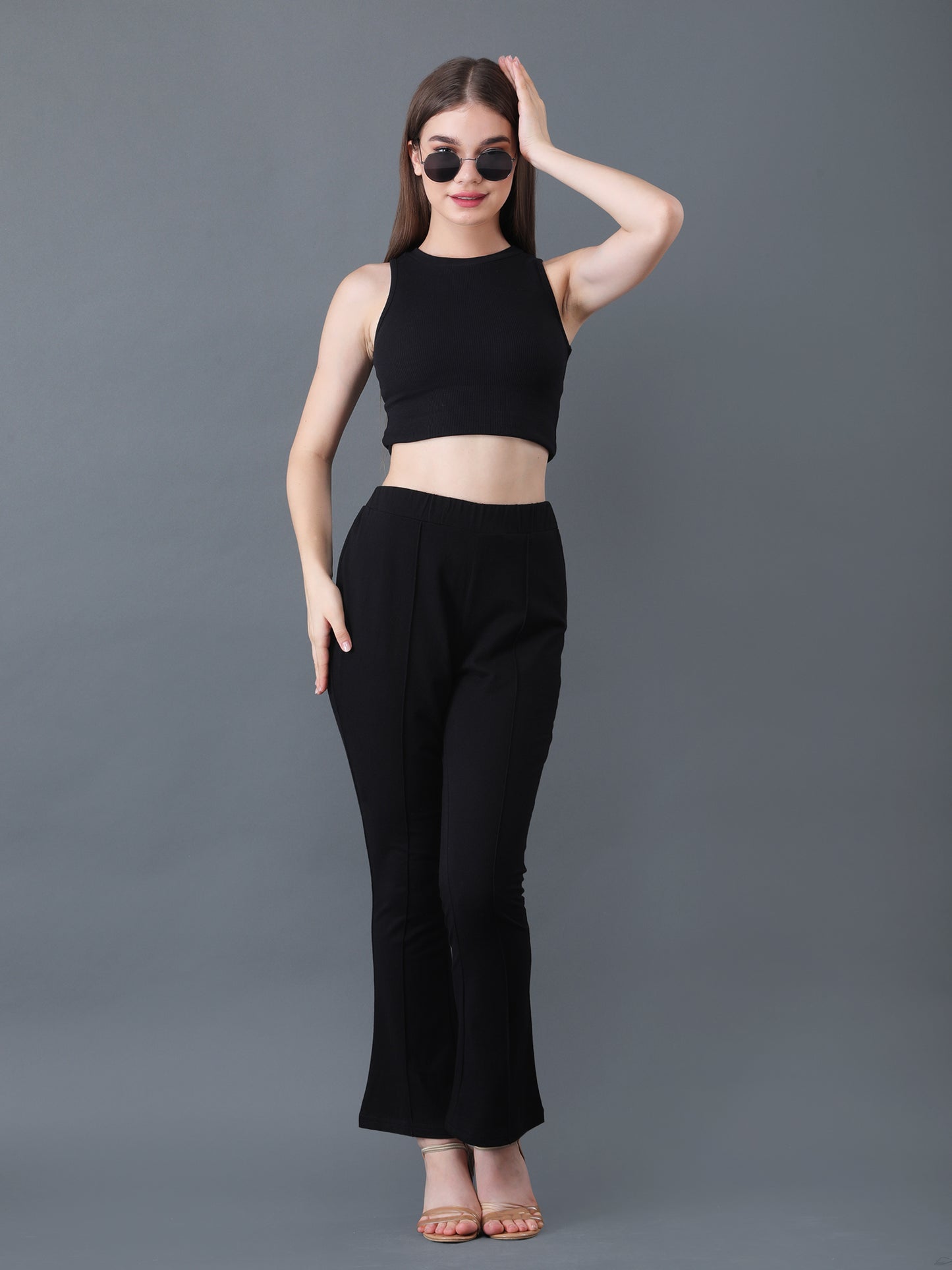 Women's Black Boot Cut High Waist Lower
