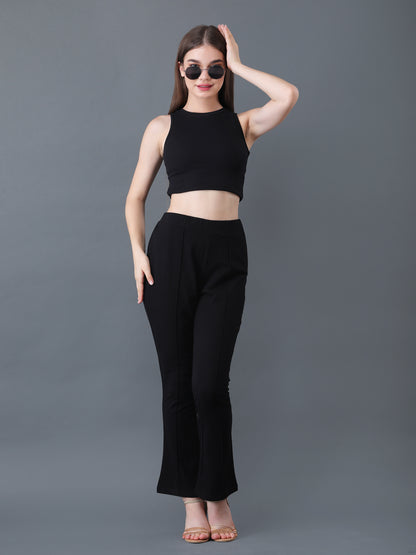 Women's Black Boot Cut High Waist Lower