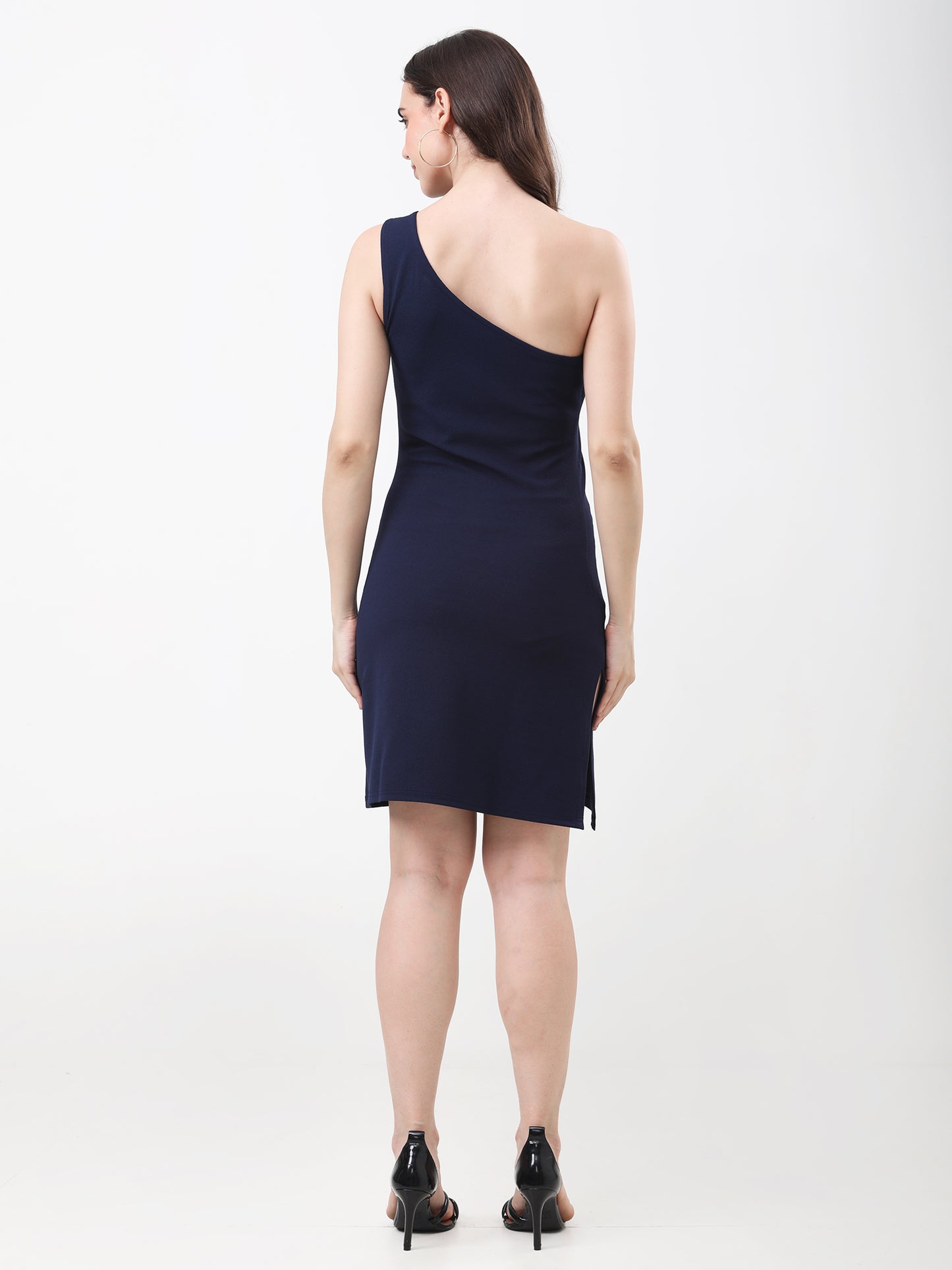 Women's Navy Blue One Shoulder Bodycon Dress