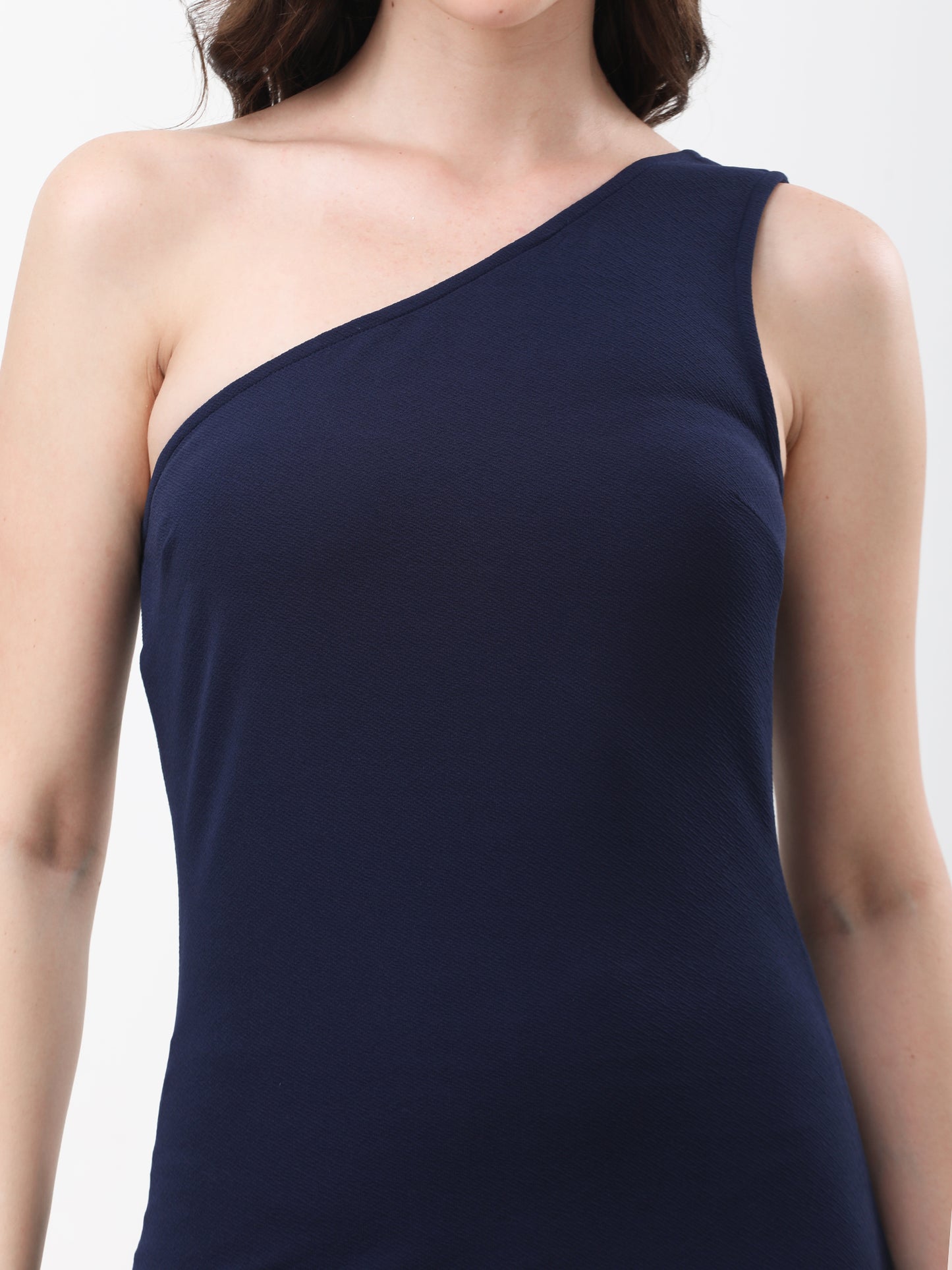 Women's Navy Blue One Shoulder Bodycon Dress