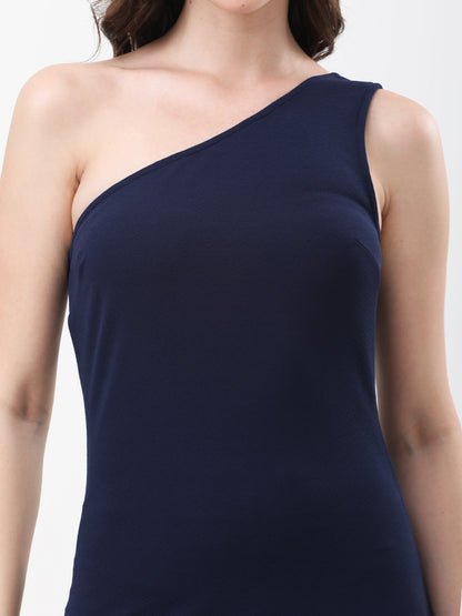 Women's Navy Blue One Shoulder Bodycon Dress
