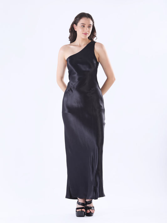 One Shoulder Satin Long Dress