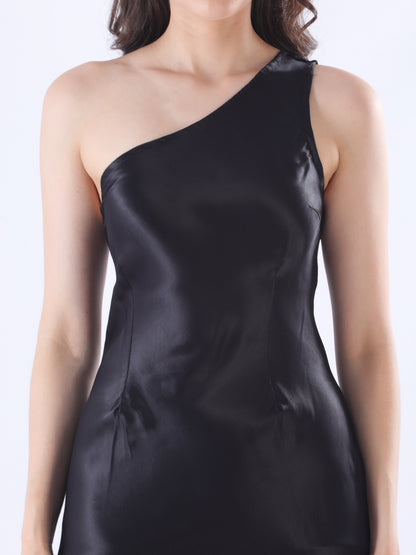 One Shoulder Satin Long Dress