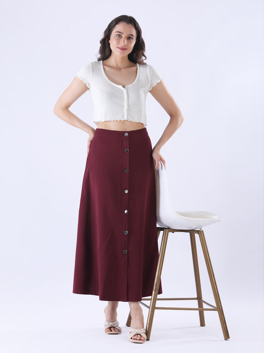 A-Line Skirt with Button Down Front