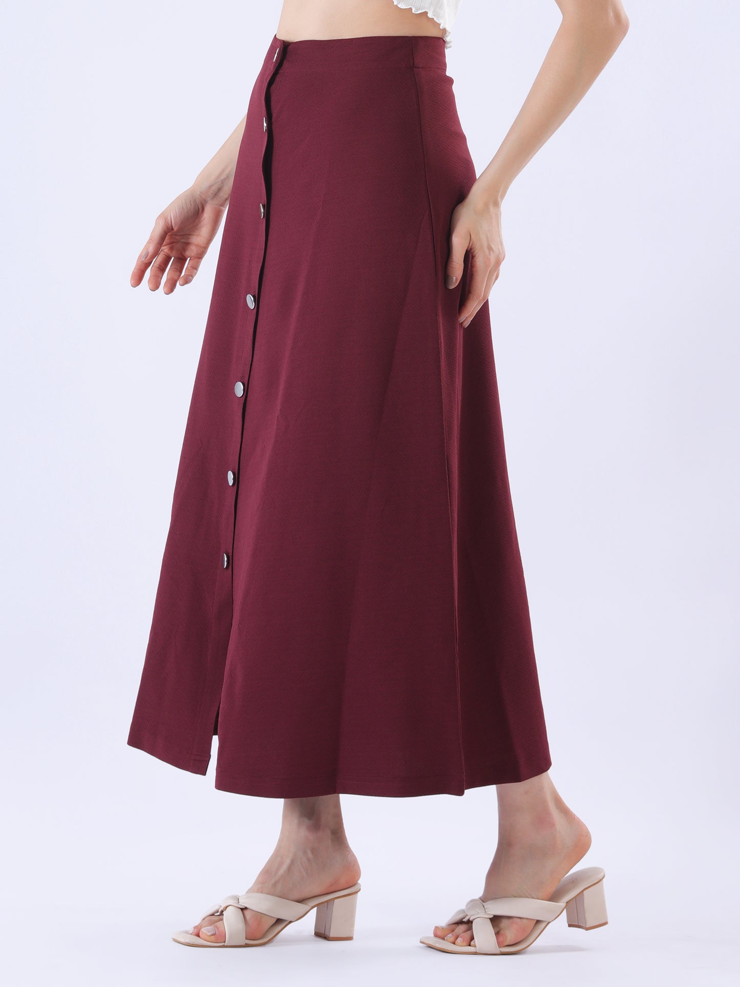A-Line Skirt with Button Down Front