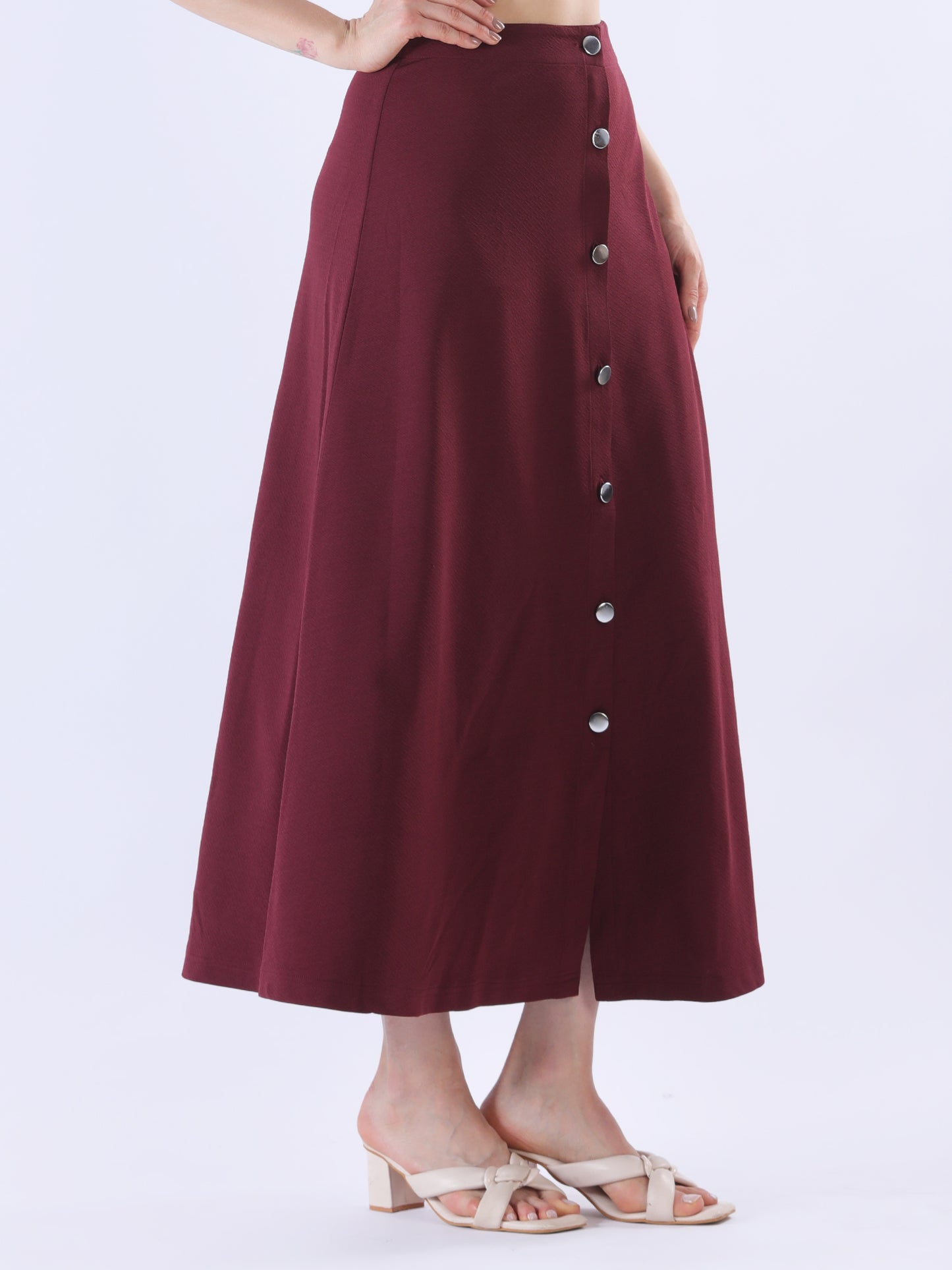 A-Line Skirt with Button Down Front