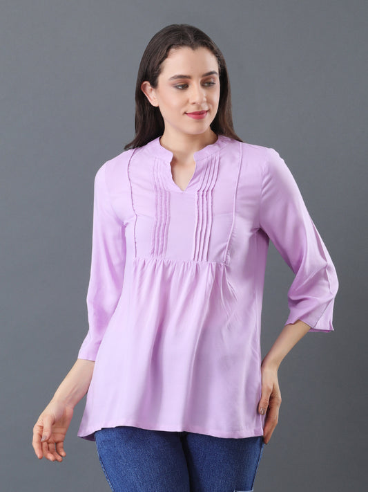 Pleated Flare Top – Lavender