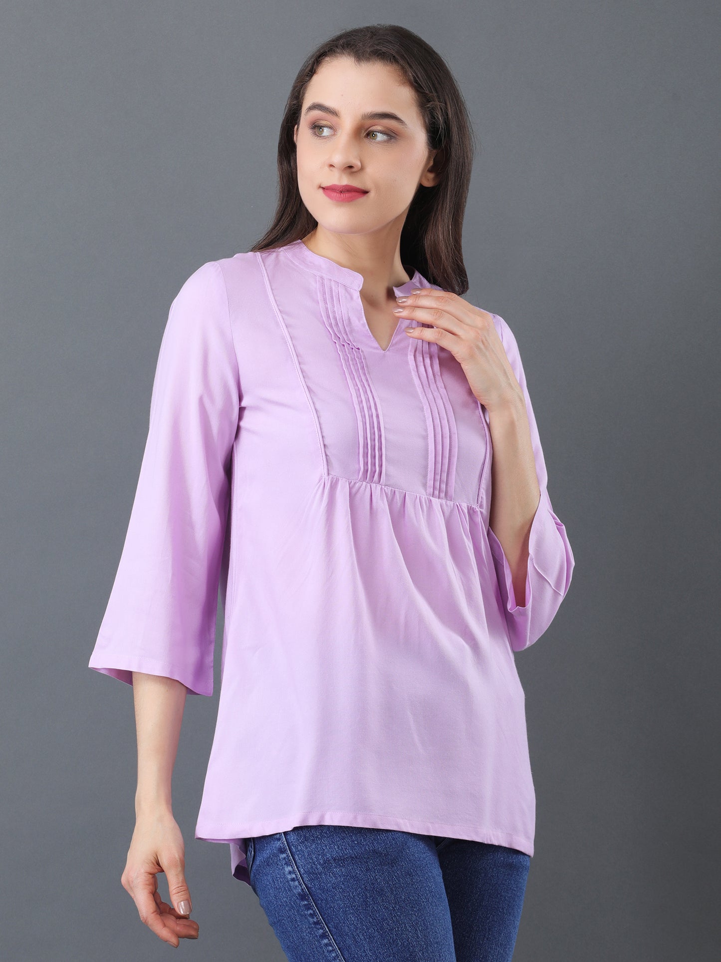 Pleated Flare Top – Lavender