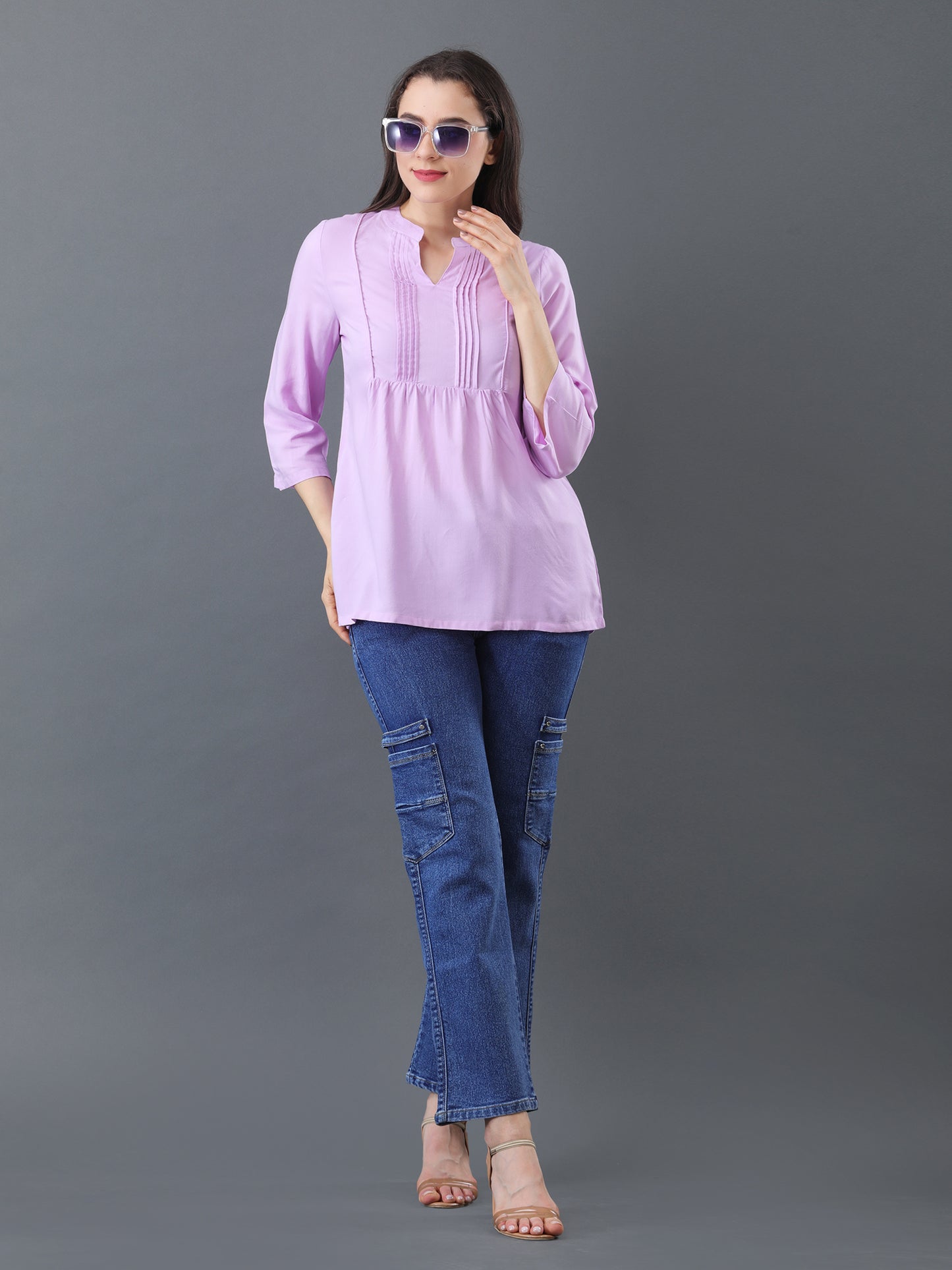 Pleated Flare Top – Lavender