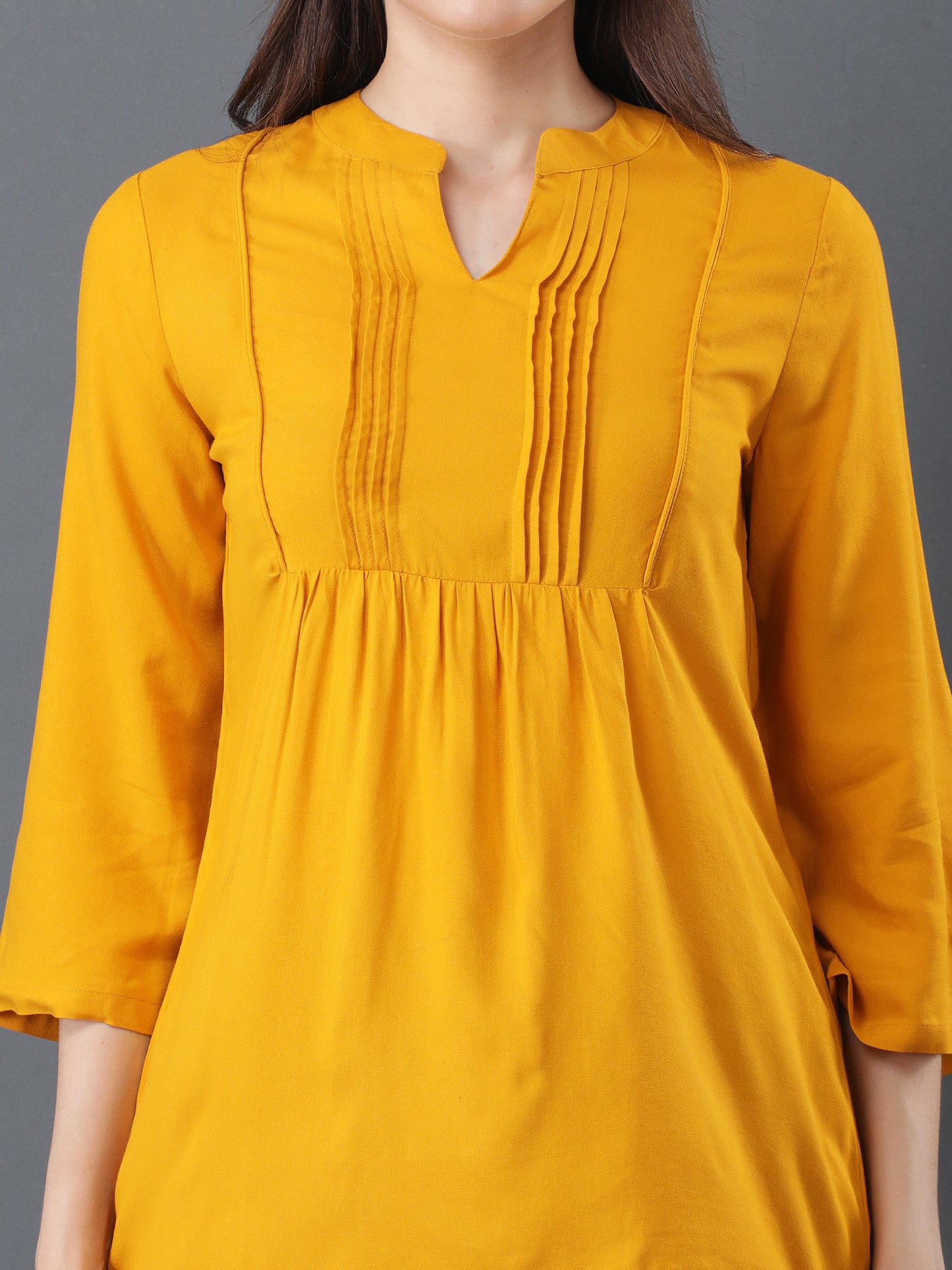 Pintuck Flare Top – Mustard