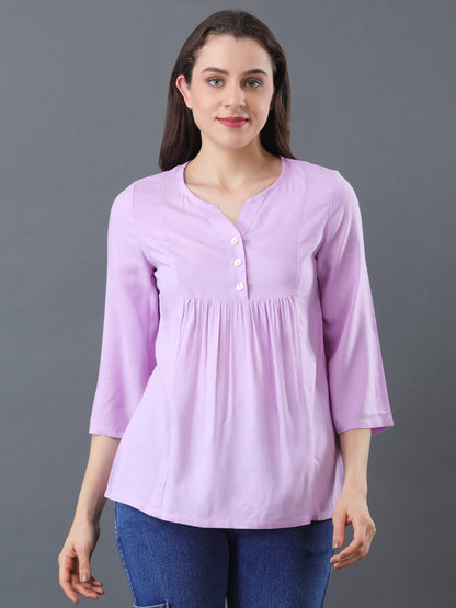 Button Detail Flare Top – Lavender
