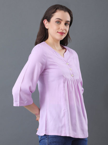 Button Detail Flare Top – Lavender