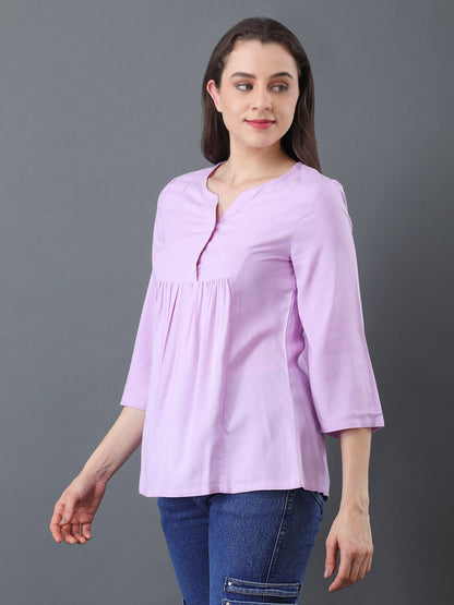 Button Detail Flare Top – Lavender