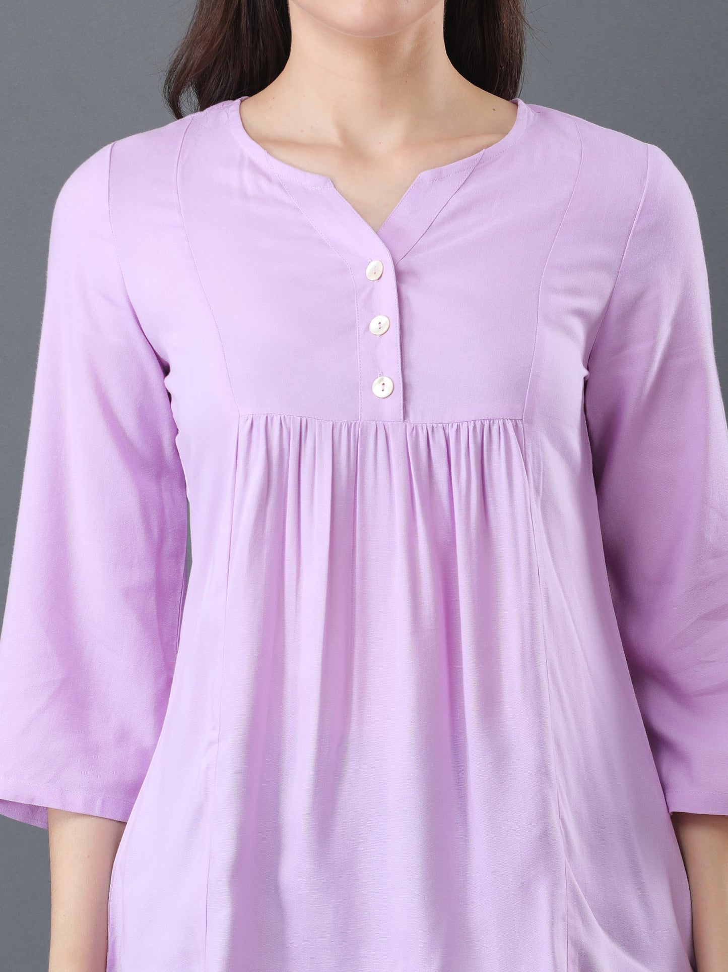 Button Detail Flare Top – Lavender