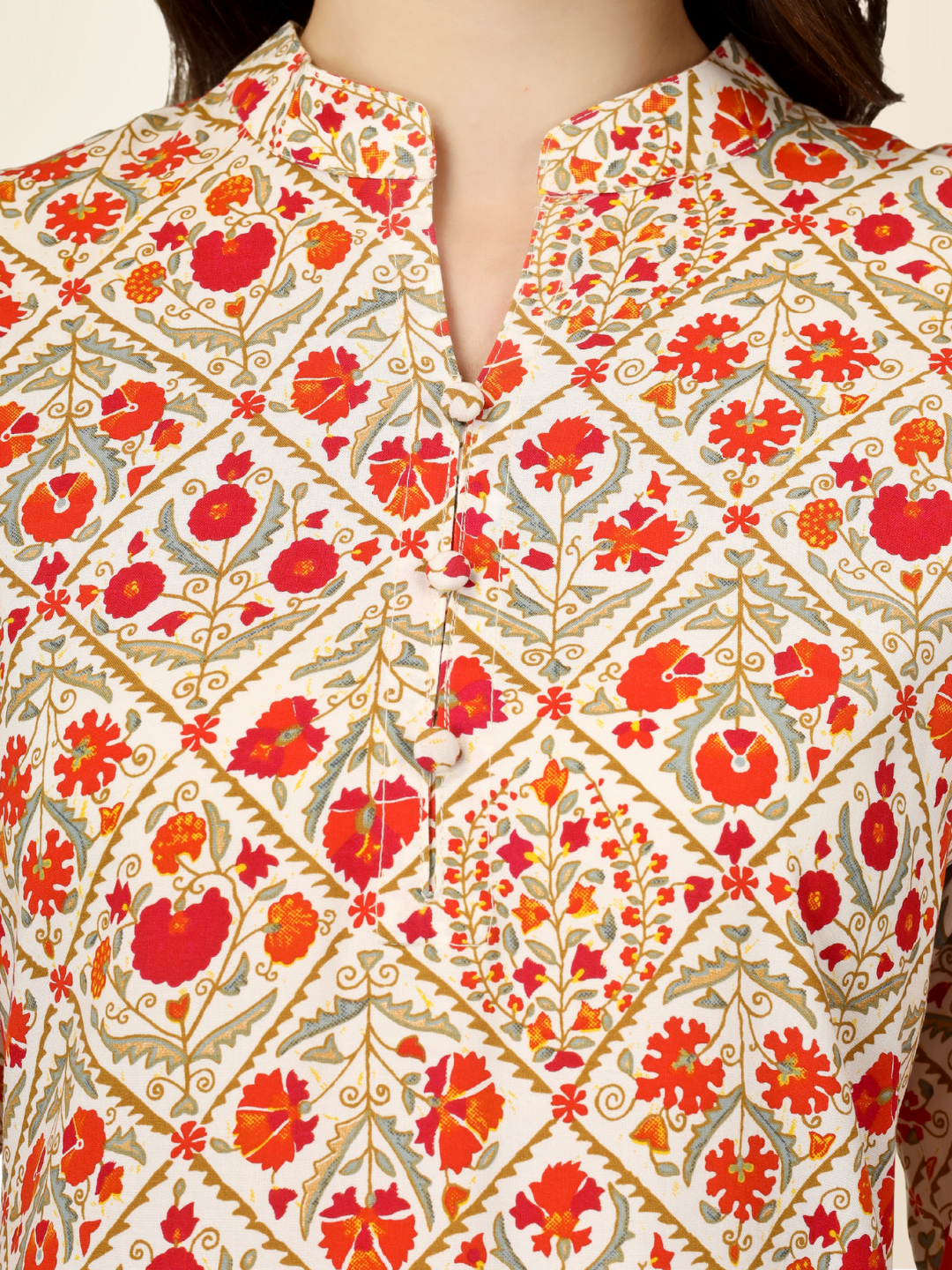 Multicolor Floral Printed Straight Kurti – Elegant Rayon Blend for Everyday & Festive Wear