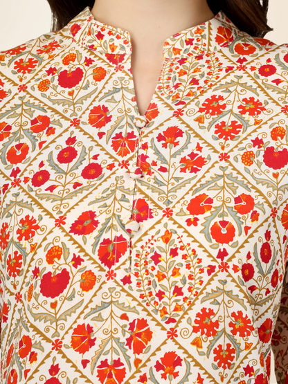 Multicolor Floral Printed Straight Kurti – Elegant Rayon Blend for Everyday & Festive Wear