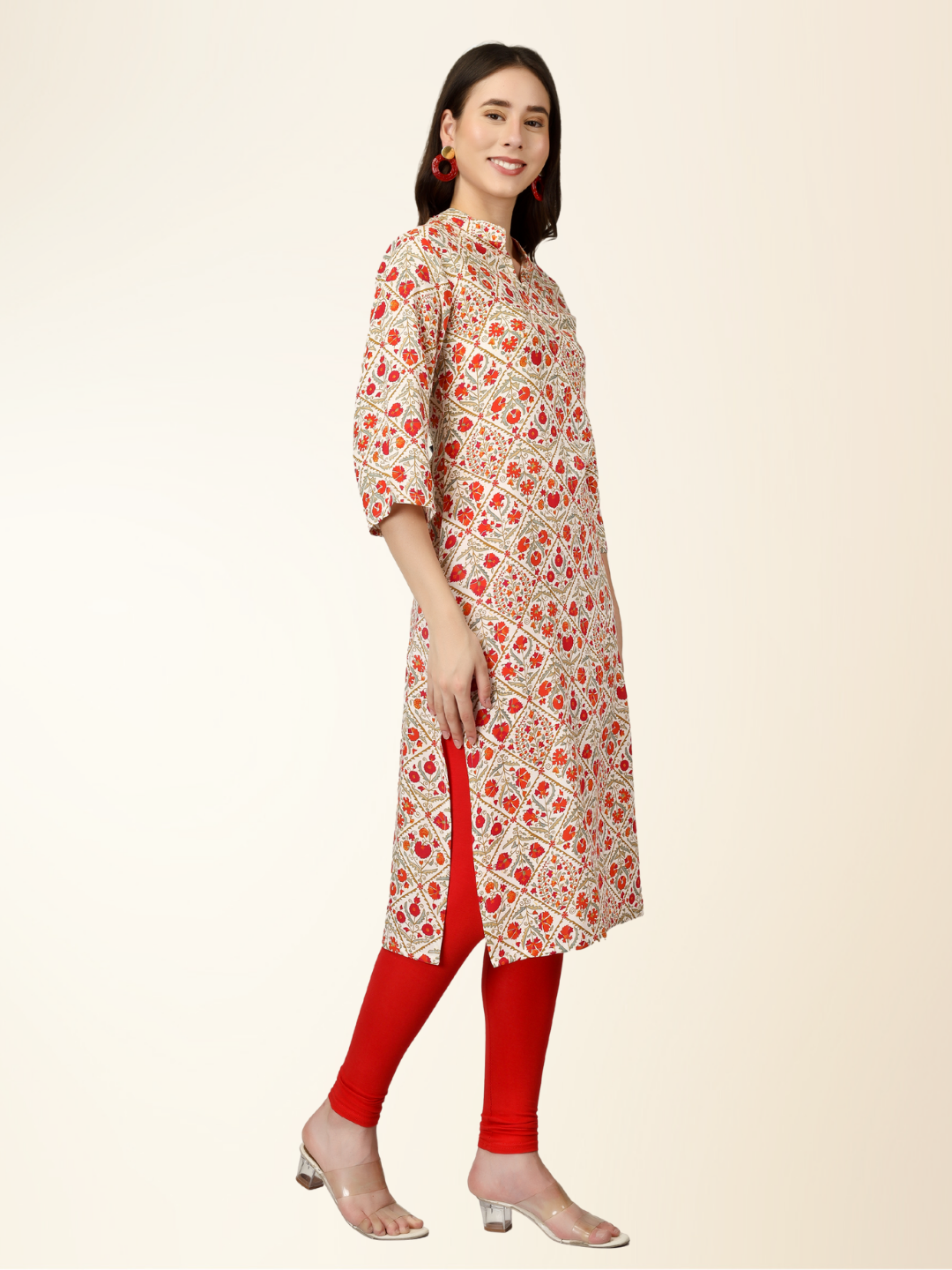 Multicolor Floral Printed Straight Kurti – Elegant Rayon Blend for Everyday & Festive Wear