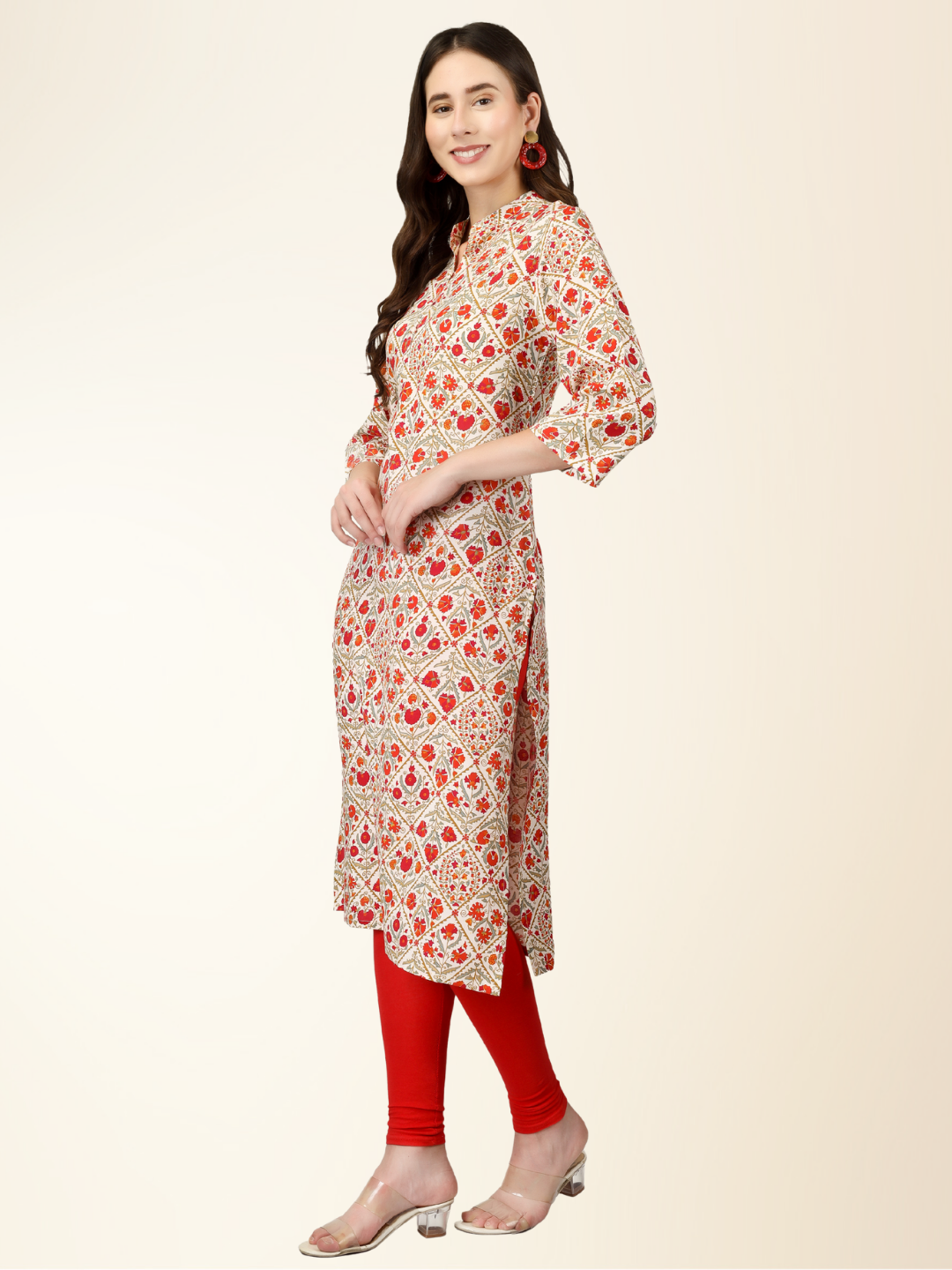 Multicolor Floral Printed Straight Kurti – Elegant Rayon Blend for Everyday & Festive Wear
