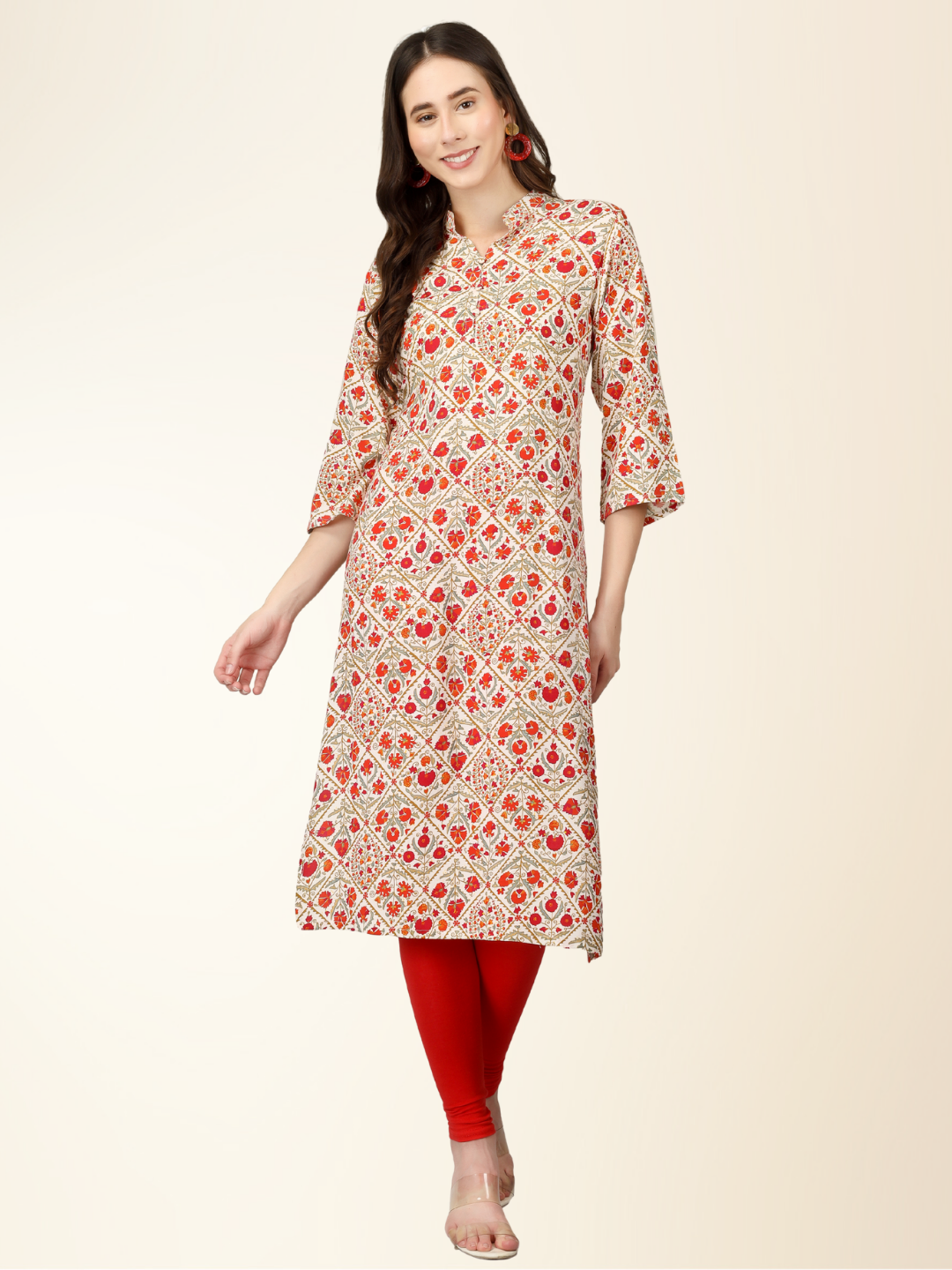 Multicolor Floral Printed Straight Kurti – Elegant Rayon Blend for Everyday & Festive Wear