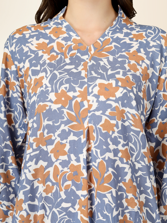 Women Co-ord Set Multicolor Shirt and Pajama – Flower Printed Night wear