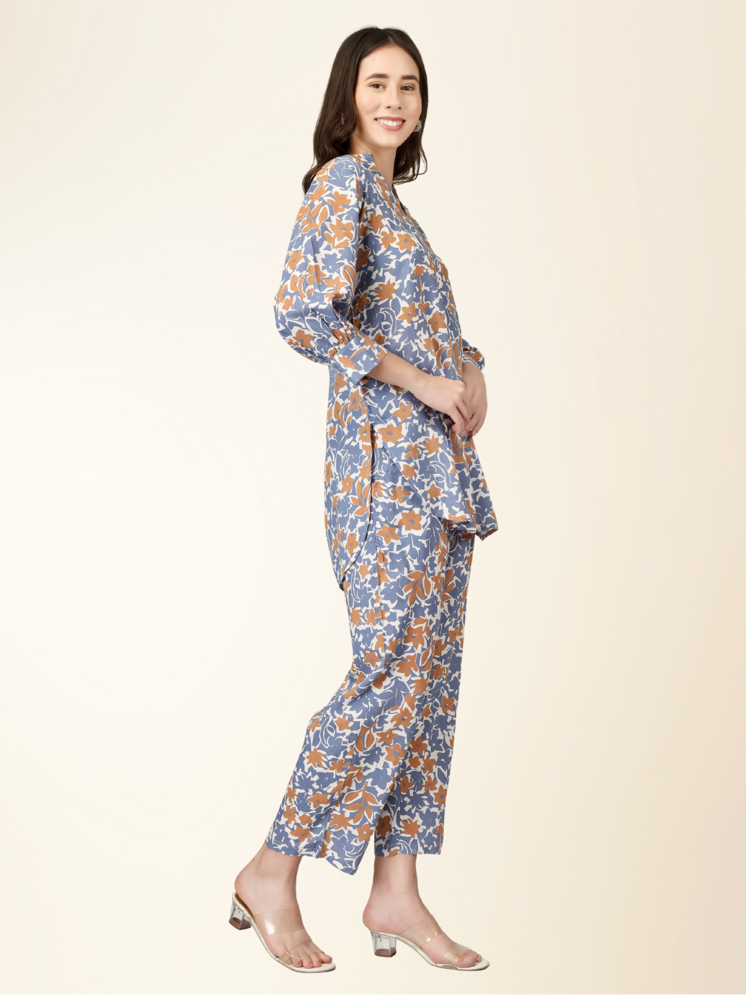 Women Co-ord Set Multicolor Shirt and Pajama – Flower Printed Night wear