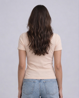 Women Ribbed Half Sleeve Top