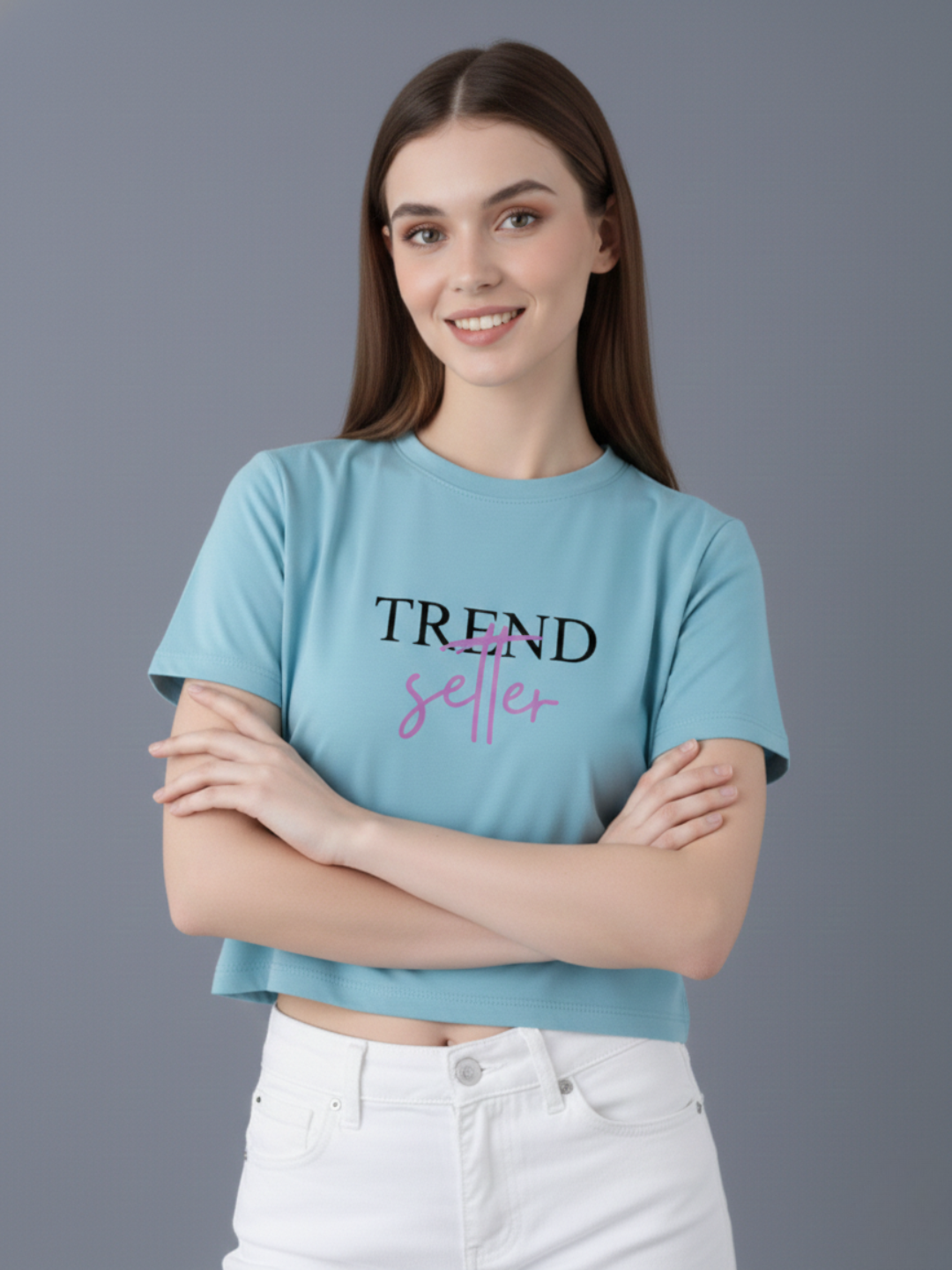 Women Solid Color Crop Top