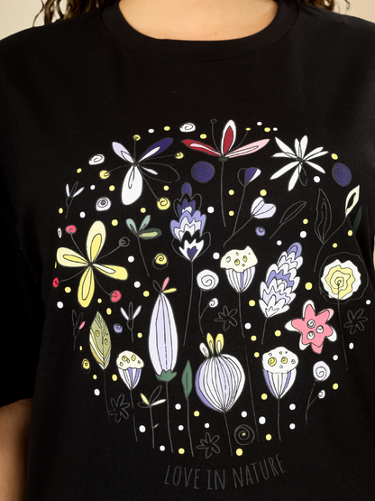 Cotton Graphic T-Shirt for Women – Casual Round Neck Tee