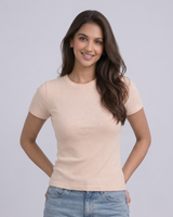 Women Ribbed Half Sleeve Top
